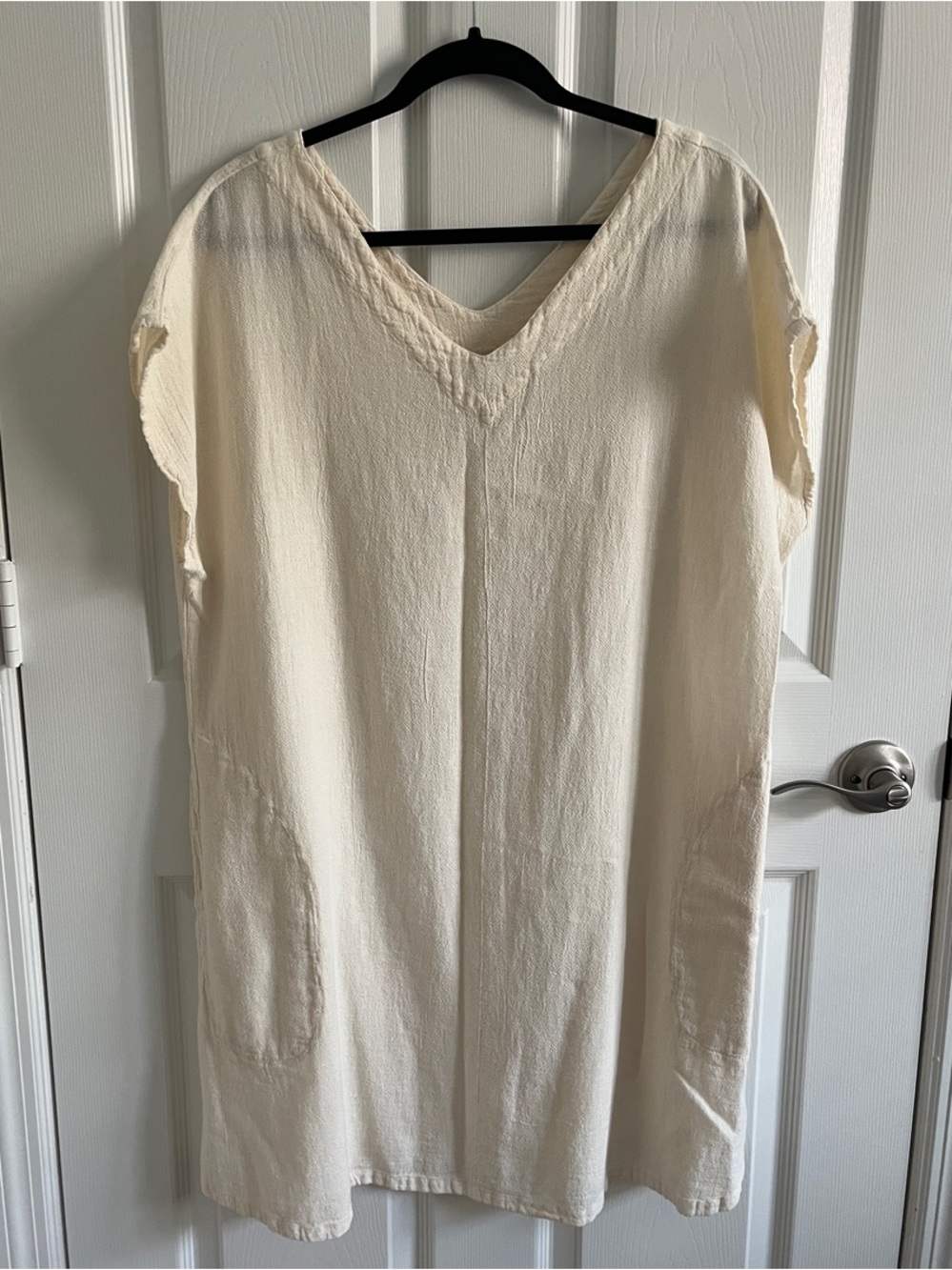 Oh My Gauze! Cream V-Neck Short Sleeve Tunic 100% Cotton